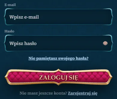 Okno BetAlice casino login BetAlice casino login – pola e-mail i hasło, przycisk Zaloguj się i link do rejestracji