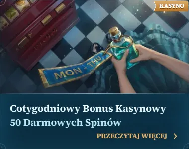 Promocje tygodnia w kasyno BetAlice Kasyno BetAlice – karta Cotygodniowy Bonus Kasynowy 50 darmowych spinów